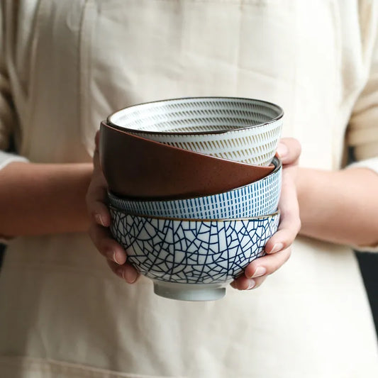 Handcrafted Ceramic Ramen Bowl Set of 4