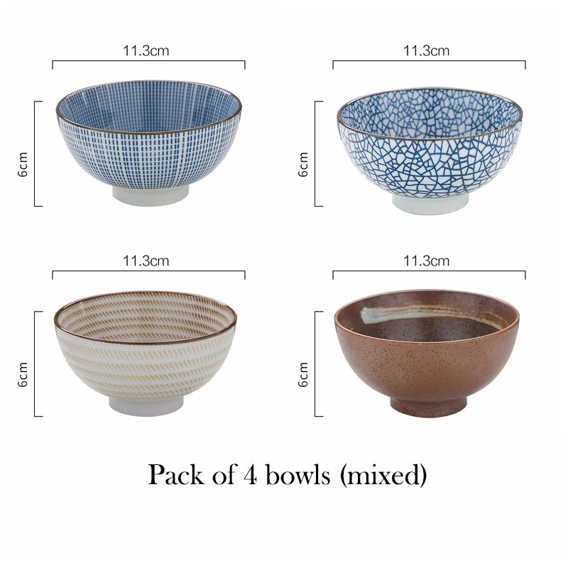 Handcrafted Ceramic Ramen Bowl Set of 4