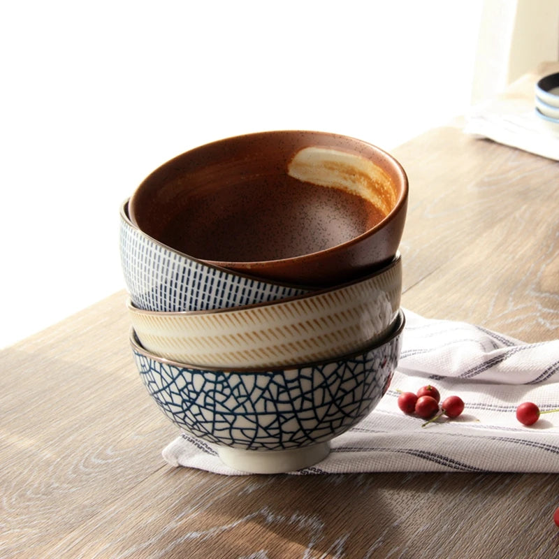 Handcrafted Ceramic Ramen Bowl Set of 4