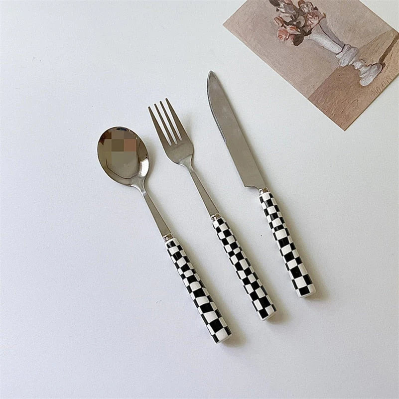 Vintage Checkerboard Dinnerware 3-piece Set