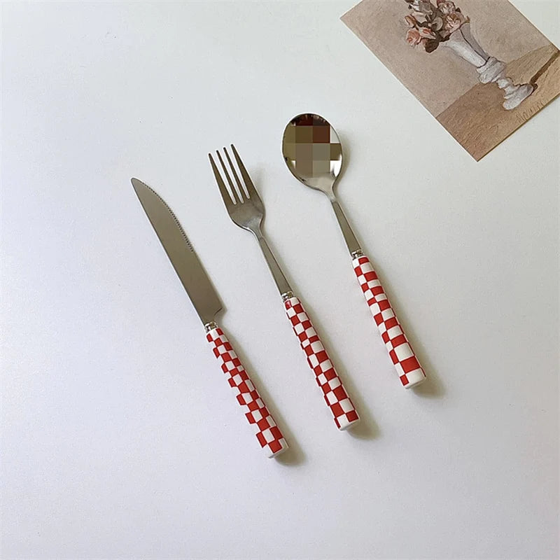 Vintage Checkerboard Dinnerware 3-piece Set